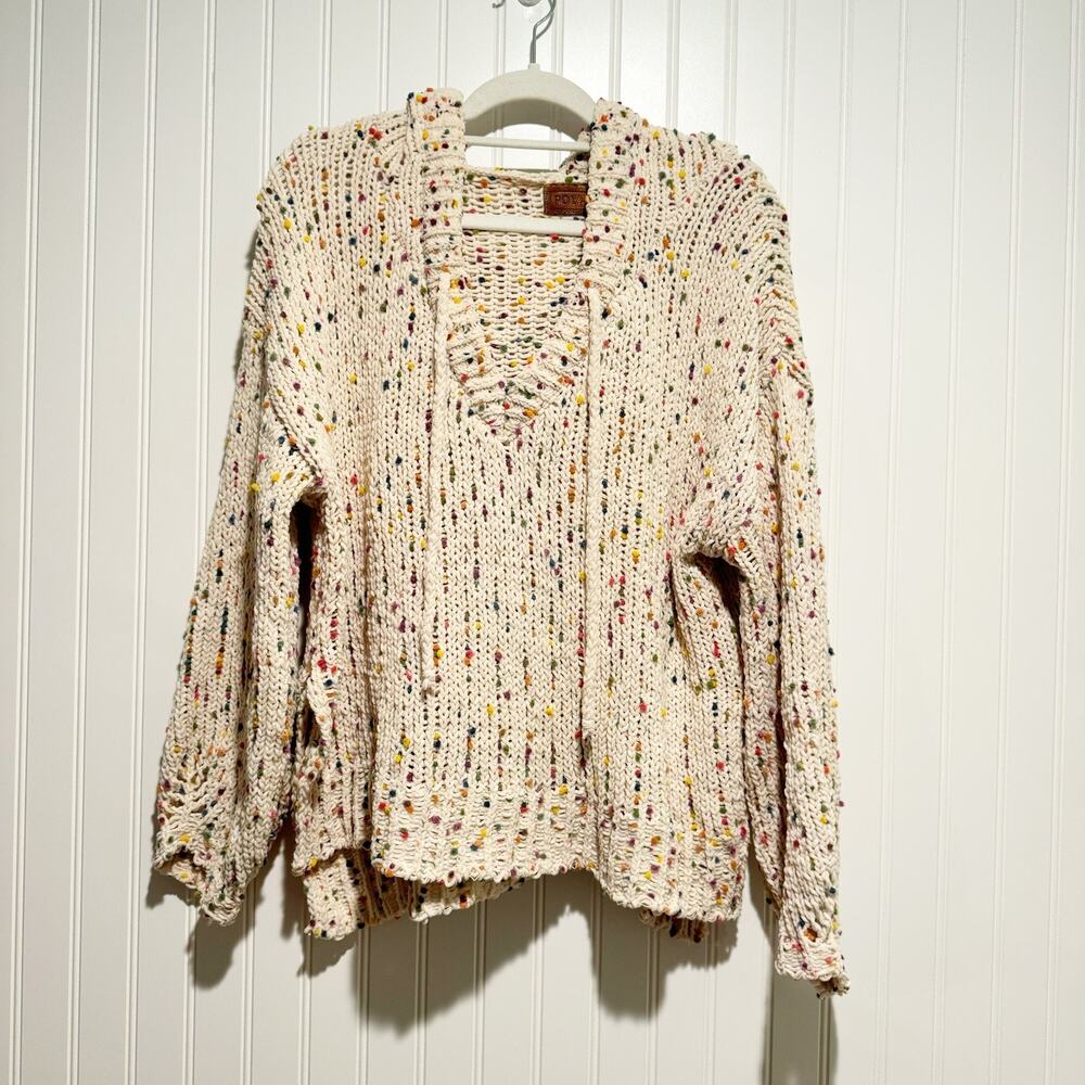 POL Cream Rainbow Confetti Hooded Sweater Size Small
